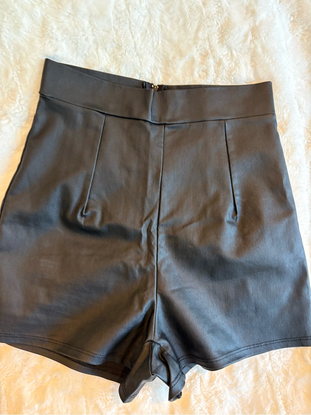 Windsor Black High-Waist Faux Leather Shorts